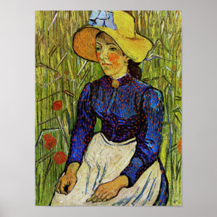 Poster Vincent van Gogh - Garota camponesa com chapéu de