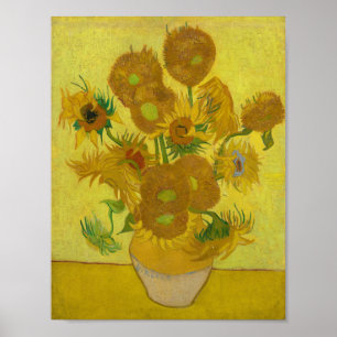 Poster Vincent Van Gogh Girassóis Amarelo Fundo