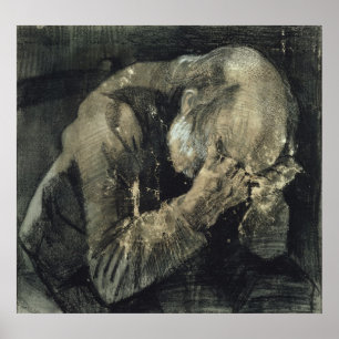 Pôster Vincent van Gogh   Homem com a cabeça nas mãos