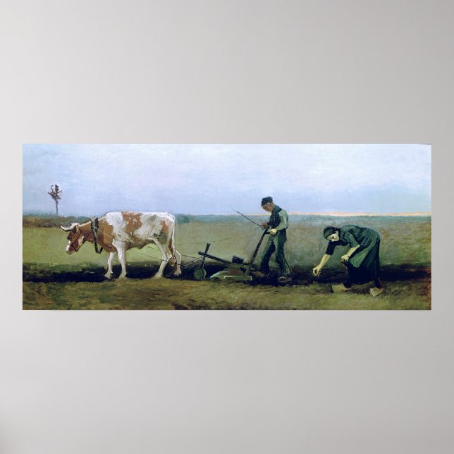 Poster Vincent van Gogh | Labourer and Peasant Planting  (Frente)