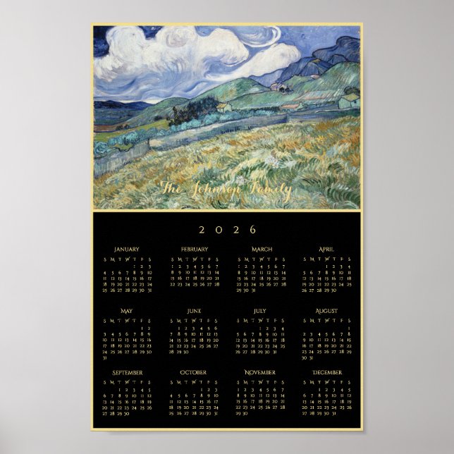 Poster Vincent Van Gogh Landscape France 2026 Calendar (Frente)