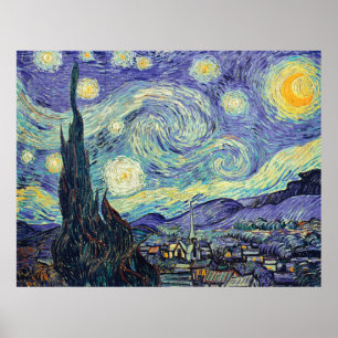 Poster Vincent Van Gogh Na Noite Estrelada