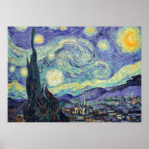 Poster Vincent Van Gogh Na Noite Estrelada