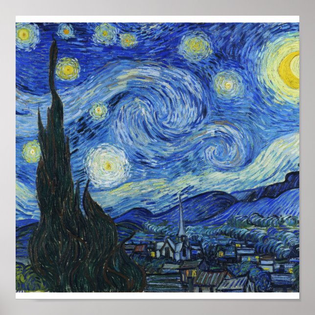 Poster Vincent Van Gogh - Noite Estrelada (Frente)