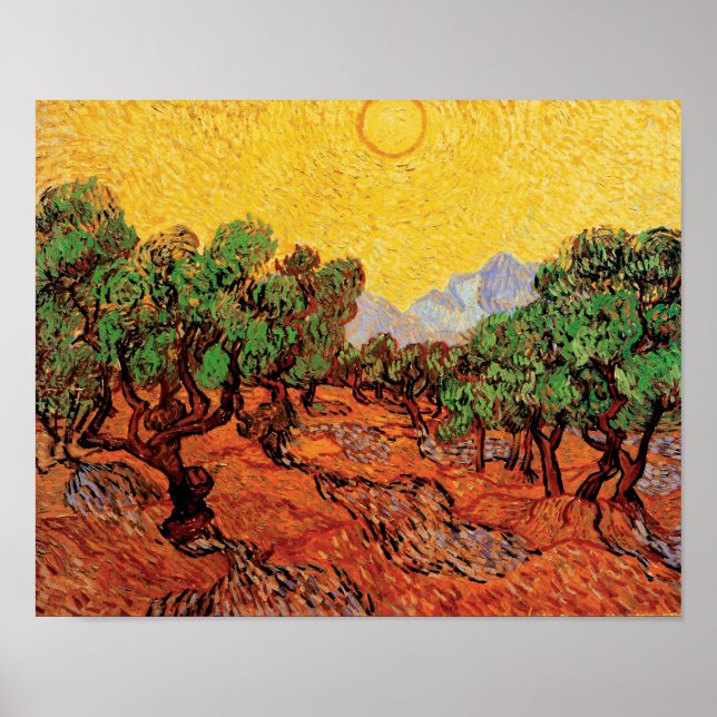 Pôster Vincent Van Gogh - Olive Trees With Yellow Sky (Frente)