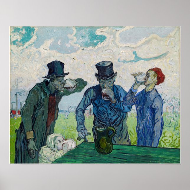 Poster Vincent van Gogh - Os Bebidas, depois de Daumier (Frente)