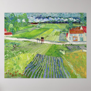 Poster Vincent van Gogh - Paisagem com Carruagem e comboi