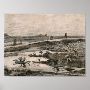 Pôster Vincent van Gogh - paisagem com troncos do pântan