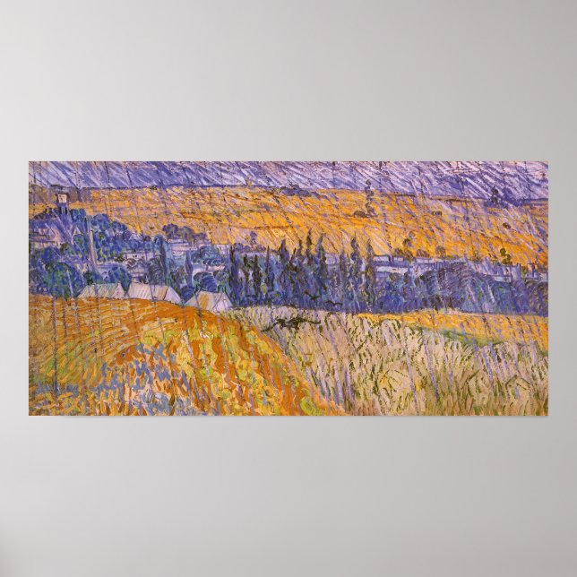 Poster Vincent van Gogh - Paisagem em Auvers na Chuva (Frente)