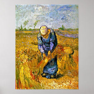 Poster Vincent Van Gogh - Peasant Woman Binding Sheaves