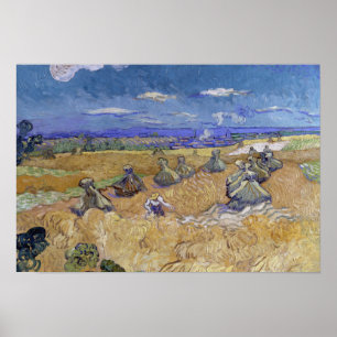 Poster Vincent van Gogh - pilhas do trigo com ceifeira