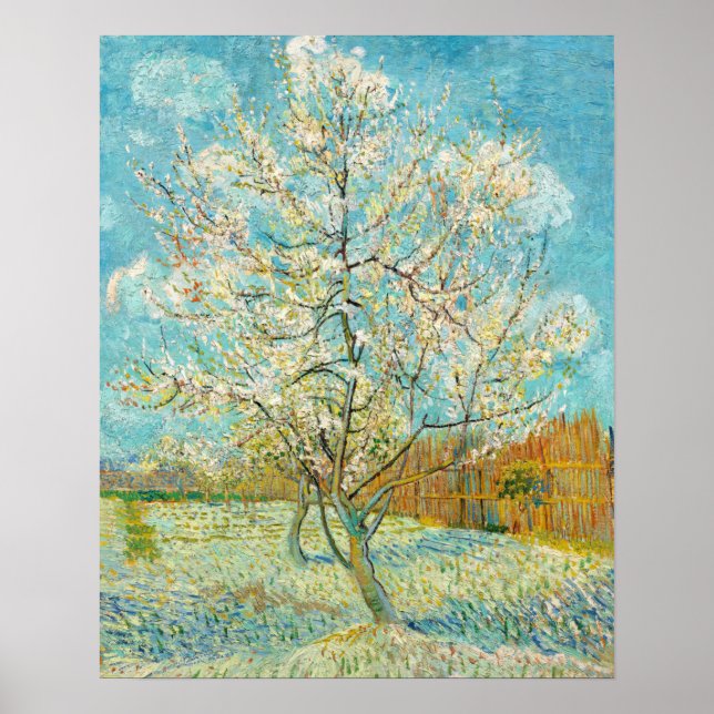 Poster Vincent van Gogh - Pink Peach Tree in Blossom (Frente)