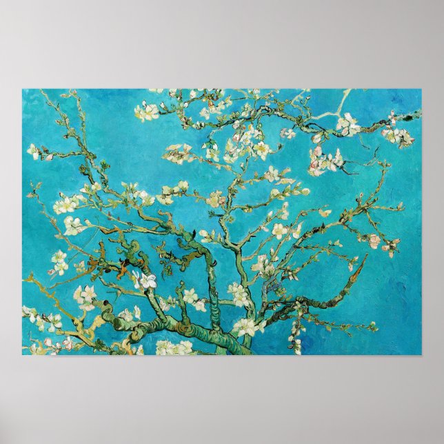 Poster Vincent Van Gogh pintando Flores de Amendoeira (Frente)