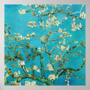 Poster Vincent Van Gogh pintando Flores de Amendoeira