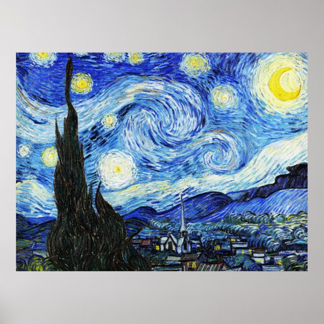 Poster Vincent Van Gogh, pintura A Noite Estrelada (Frente)