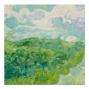 Pôster Vincent Van Gogh pintura Campo de trigo verde 