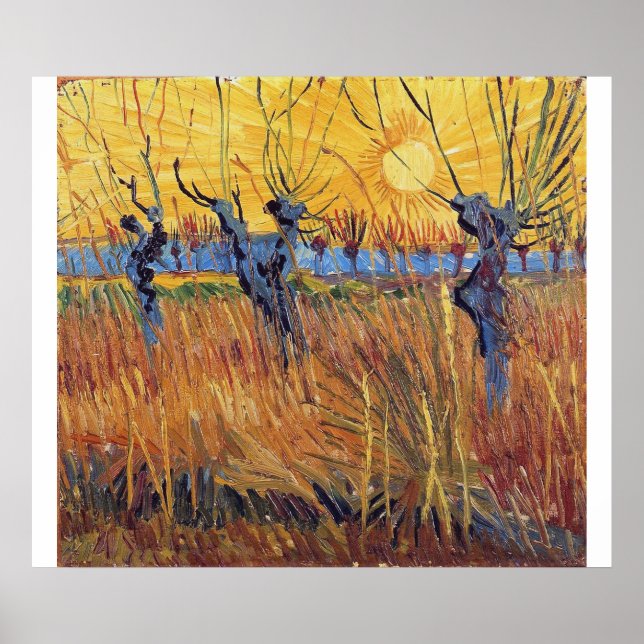Poster Vincent Van Gogh - Pollard Willows e Setting Sun (Frente)