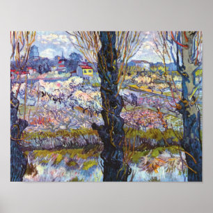 Poster Vincent van Gogh - pomar na flor com álamos