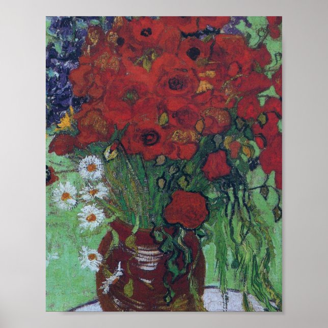 Poster Vincent Van Gogh - Poppies vermelhos e margaridas (Frente)