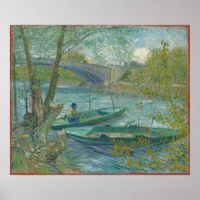 Poster Vincent van Gogh, que pescam na Primavera, Pont de (Frente)