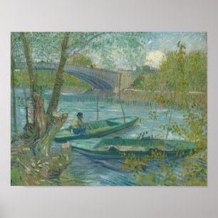 Poster Vincent van Gogh, que pescam na Primavera, Pont de