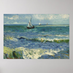 Pôster Vincent van Gogh - Seascape perto de Les Saintes