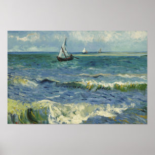 Pôster Vincent van Gogh - Seascape perto de Les Saintes
