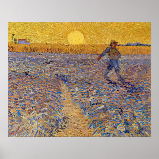 Poster Vincent van Gogh - Semeador com Sol Poente (Frente)