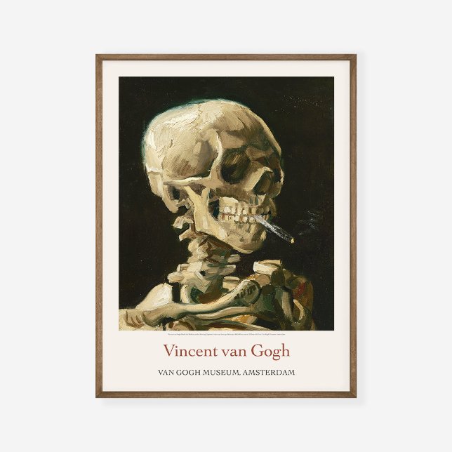 Poster Vincent Van Gogh Skeleton Burning Cigarette crânio (Criador carregado)