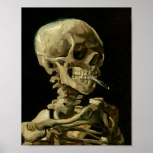 Poster Vincent Van Gogh Skeleton com um Cigarro em chamas
