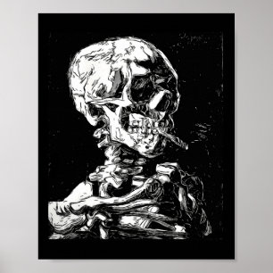Poster Vincent Van Gogh Skull Com Cigarro Skeleton Hal