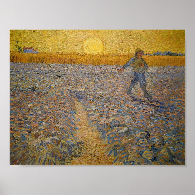 Poster Vincent Van Gogh Sower na Pintura de Arte Sunset (Frente)
