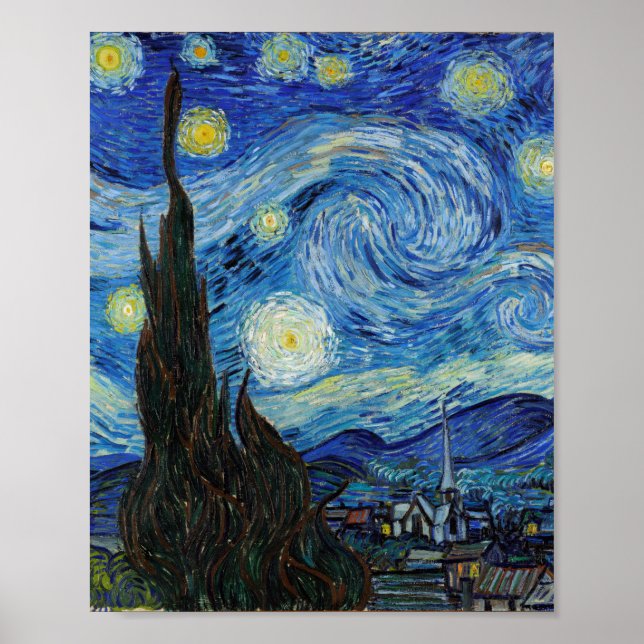 Poster Vincent Van Gogh Starry Night Vintage Fine Art (Frente)