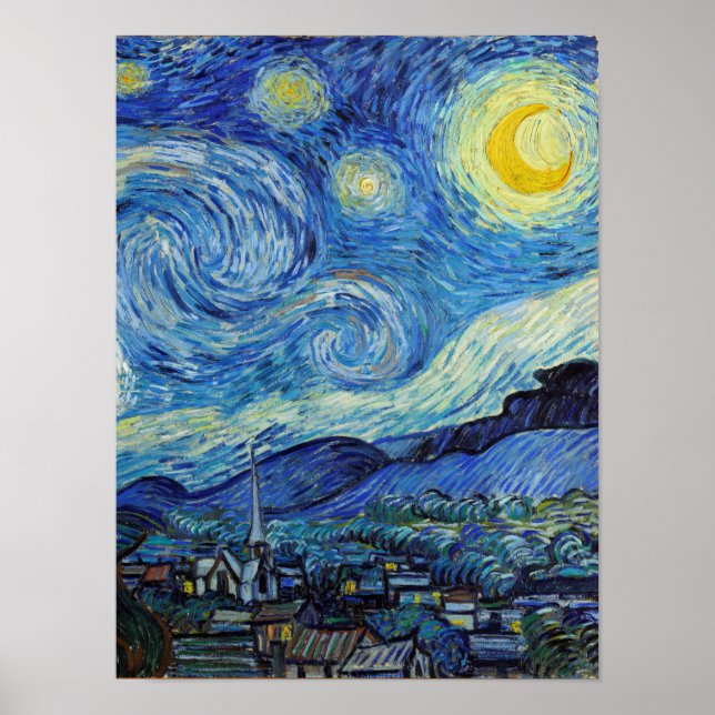Poster Vincent Van Gogh Starry Night Vintage Fine Art (Frente)