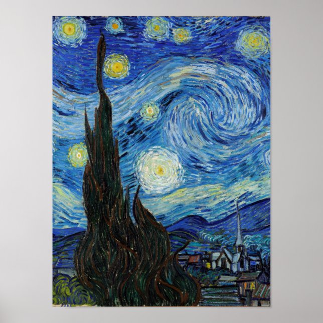 Poster Vincent Van Gogh Starry Night Vintage Fine Art (Frente)