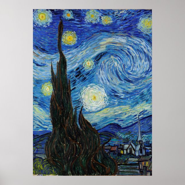 Poster Vincent Van Gogh Starry Night Vintage Fine Art (Frente)
