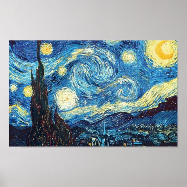 Pôster Vincent Van Gogh Starry Pintura em Direita (Frente)