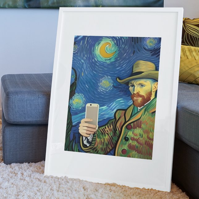 Poster Vincent Van Gogh Starry Selfie Night Por Ricaso (Criador carregado)