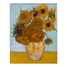 Vincent Van Gogh Sunflower Blue Background