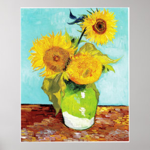 Pôster Vincent van Gogh Sunflower Vase First Turquoise