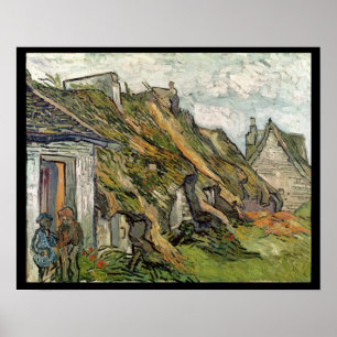 Poster Vincent van Gogh   Thatched casas de campo em