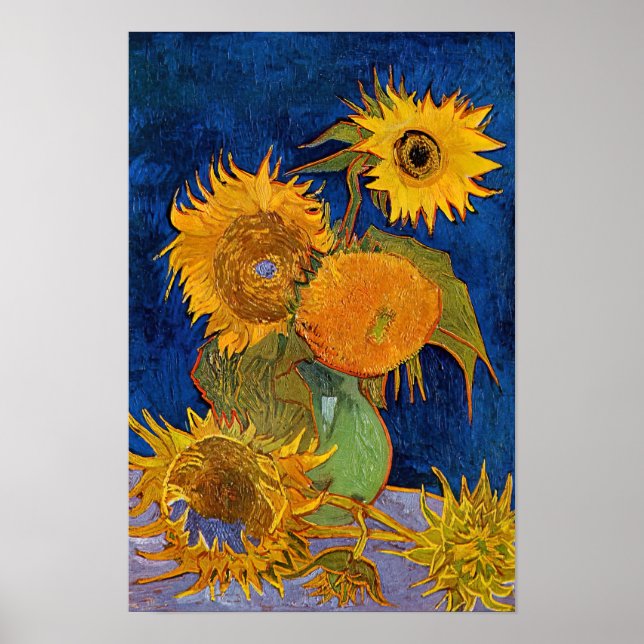 Poster Vincent van Gogh - Vase com Cinco Girassóis (Frente)