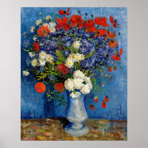 Poster Vincent van Gogh - Vase com Cornflower e Poppies