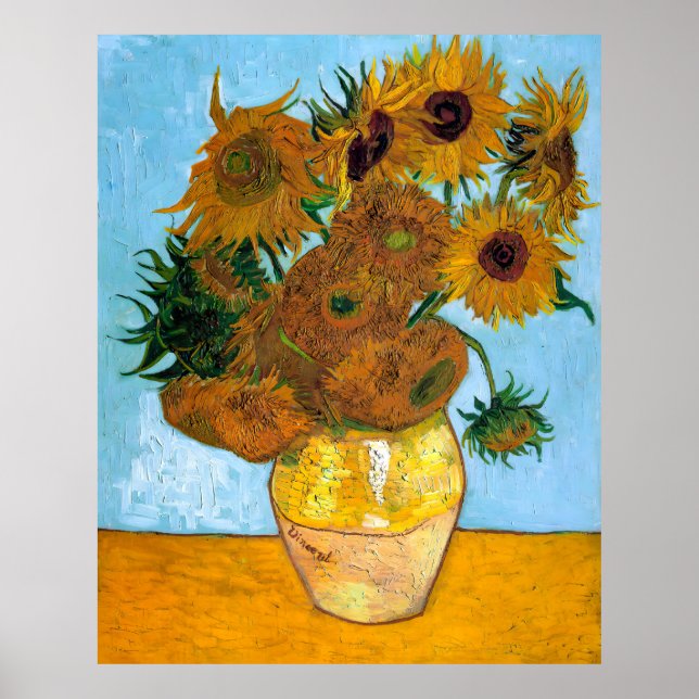 Poster Vincent van Gogh, Vase com Doze Girassóis (Frente)