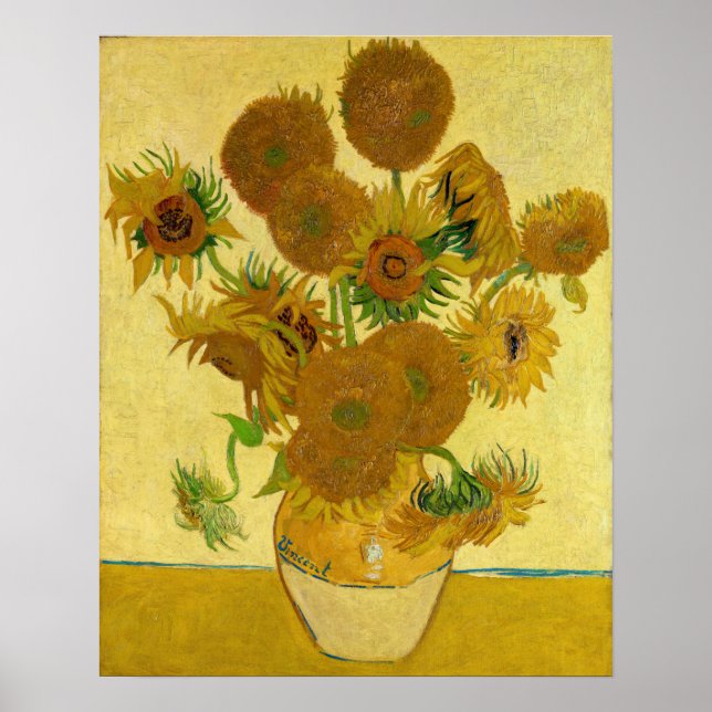 Poster Vincent van Gogh - Vase com Quinze Girassóis (Frente)