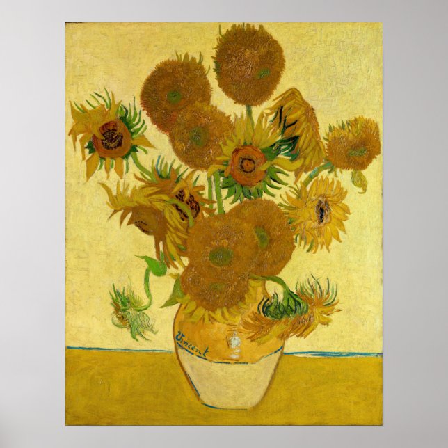 Poster Vincent van Gogh - Vase com Quinze Girassóis (Frente)