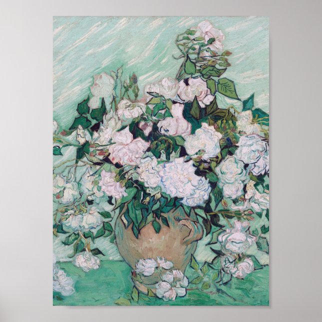 Poster Vincent Van Gogh - Vase com Rosas, 1890 (Frente)