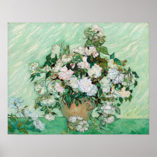 Poster Vincent van Gogh Vase com Rosas Rosa