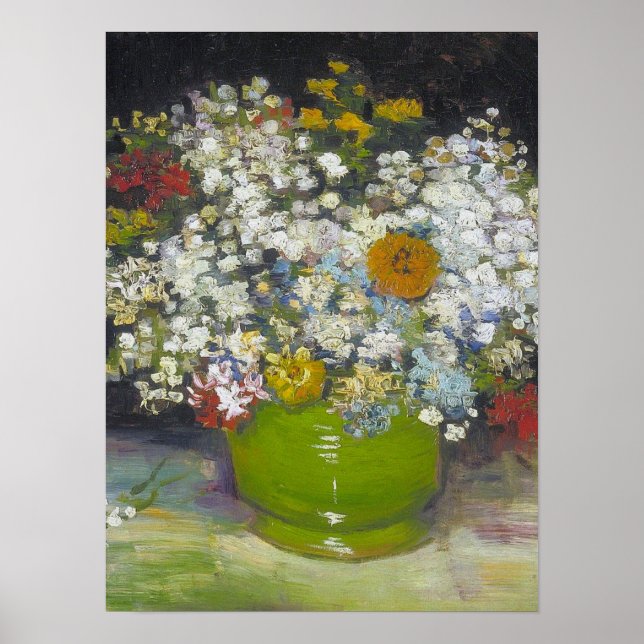 Poster Vincent Van Gogh - Vase com Zinnias (Frente)