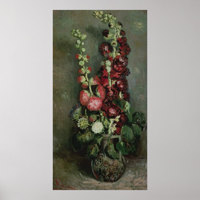 Pôster Vincent van Gogh | Vase de Hollyhocks, 1886 (Frente)